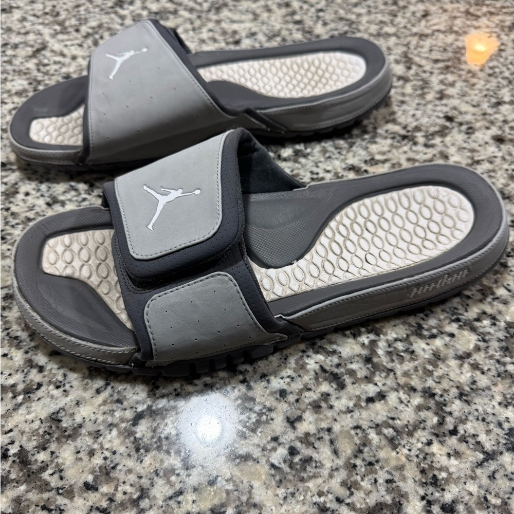 Used Nike Air Jordan Hyrdro II Grey Slides Sandals Men’s Size 12 U.S.